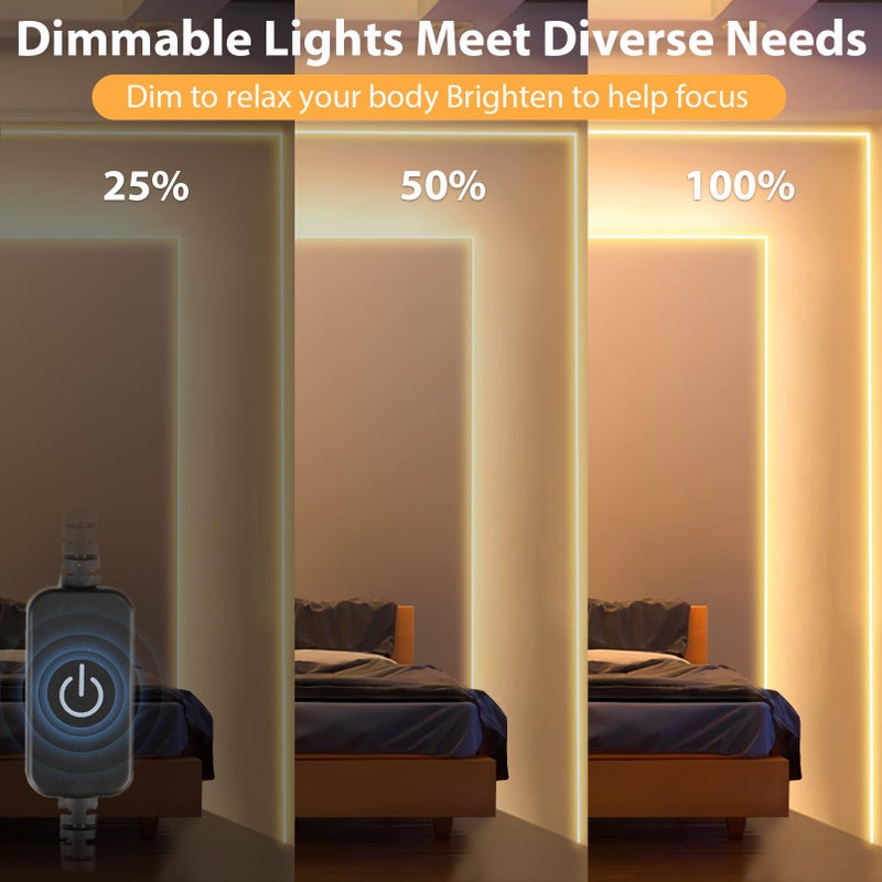 Lamomo أضواء نيون LED من لامومو، أضواء شريط LED دافئة بيضاء قابلة للتعتيم 12 فولت، أضواء حبل نيون LED مقاومة للماء بطول 16.4 قدم/5 متر، شريط نيون LED سيليكون 3000 كلفن لتزيين غرفة النوم الداخلية في المنزل (شامل محول الطاقة) - Image 2